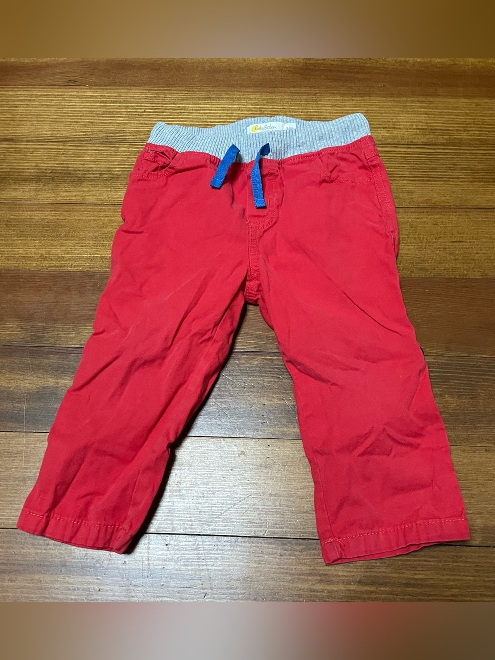 Baby Boden Red Jogger-Style Convertible Pants with Gray Waistband Size 18-24 Mon